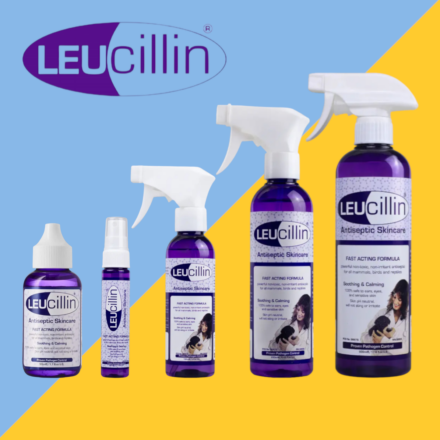 Leucillin Antiseptic Pet SkinCare Solution Spray - Anti-Fungal Instant Germ Killer