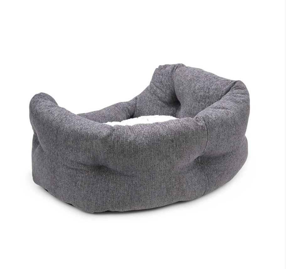 Grey oval dog bed best sale